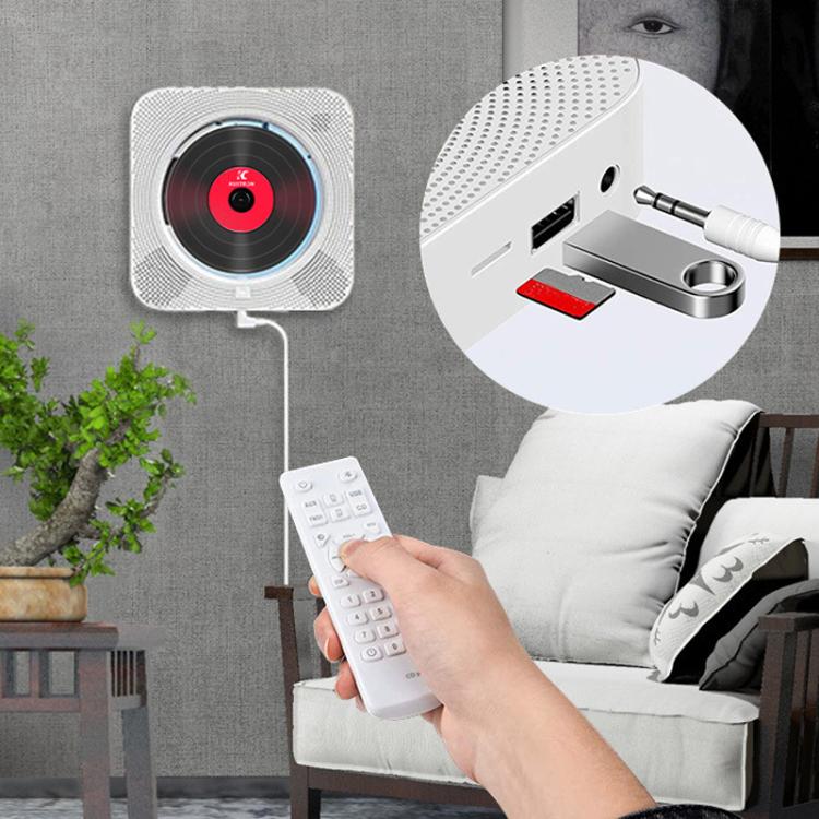 KUSTRON Home Wall-Mounted Rechargeable CD Player Bluetooth Speaker Music Player With Cover, US Plug, EU Plug, UK Plug, AU Plug
