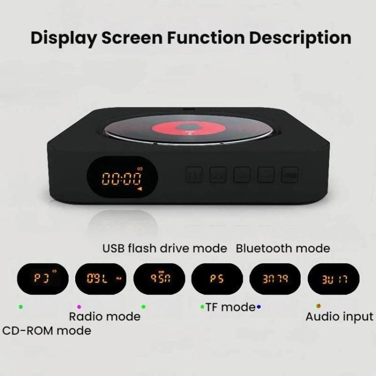 Lettore CD ricaricabile da parete con Bluetooth e custodia