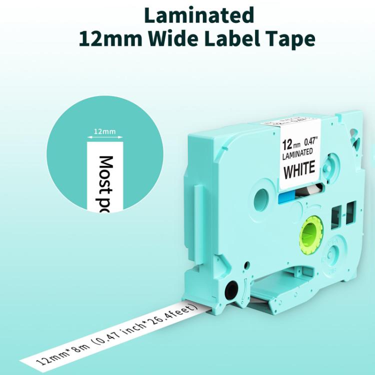Nastro per stampante Phomemo da 12 mm x 8 m compatibile con le stampanti di etichette P3200/E1000/D1000, TP-BK, WH-BK, RD-BK, BL-BK, YL-BK, GN-BK, SL-BK, GD-BK, TB-BK, WH-RD, WH-BL, TP-WH, BK-WH, RD-WH, BL-WH, TB-WH, LP-BK, CBL-WH-BK, CBL-YL-BK, CBL-GN...