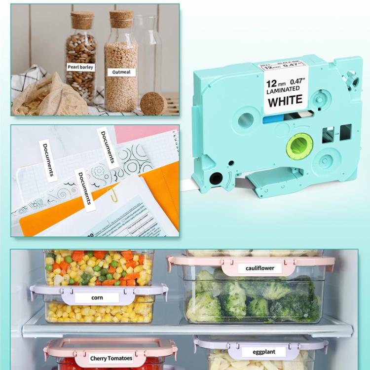 Nastro per stampante Phomemo da 12 mm x 8 m compatibile con le stampanti di etichette P3200/E1000/D1000, TP-BK, WH-BK, RD-BK, BL-BK, YL-BK, GN-BK, SL-BK, GD-BK, TB-BK, WH-RD, WH-BL, TP-WH, BK-WH, RD-WH, BL-WH, TB-WH, LP-BK, CBL-WH-BK, CBL-YL-BK, CBL-GN...