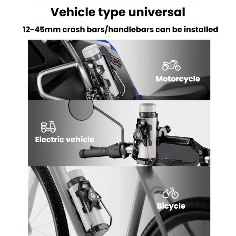 Portaborraccia antiscivolo adattivo per moto e biciclette, portabicchiere antifurto girevole a 360 gradi., Kewig SHJ-6