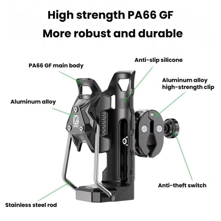 Portaborraccia antiscivolo adattivo per moto e biciclette, portabicchiere antifurto girevole a 360 gradi., Kewig SHJ-6