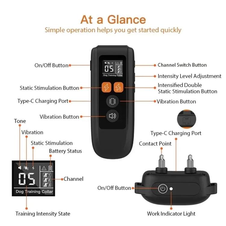 Collare per addestramento cani ricaricabile T740, impermeabile IP67, ideale per l'addestramento di animali domestici., T740
