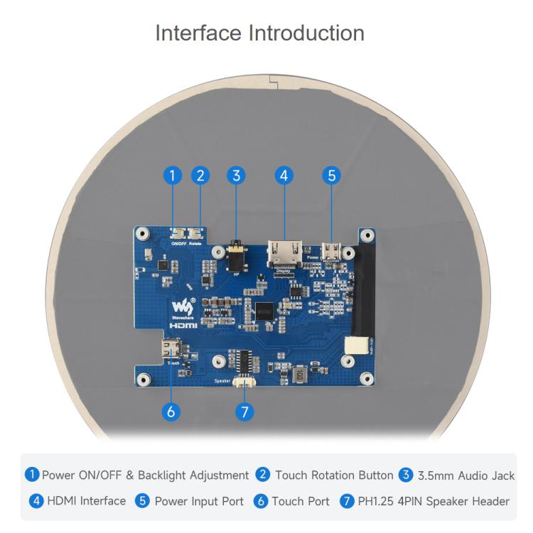 Display touch capacitivo rotondo 7" 1080x1080 HDMI