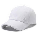 Cappellino da baseball strappato, tinta unita, effetto invecchiato, casual, cappello da sole, White, Black, Red, Royal Blue, Navy Blue, Coffee Brown, Light Beige, Gray
