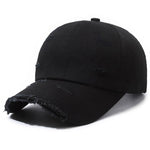 Cappellino da baseball strappato, tinta unita, effetto invecchiato, casual, cappello da sole, White, Black, Red, Royal Blue, Navy Blue, Coffee Brown, Light Beige, Gray