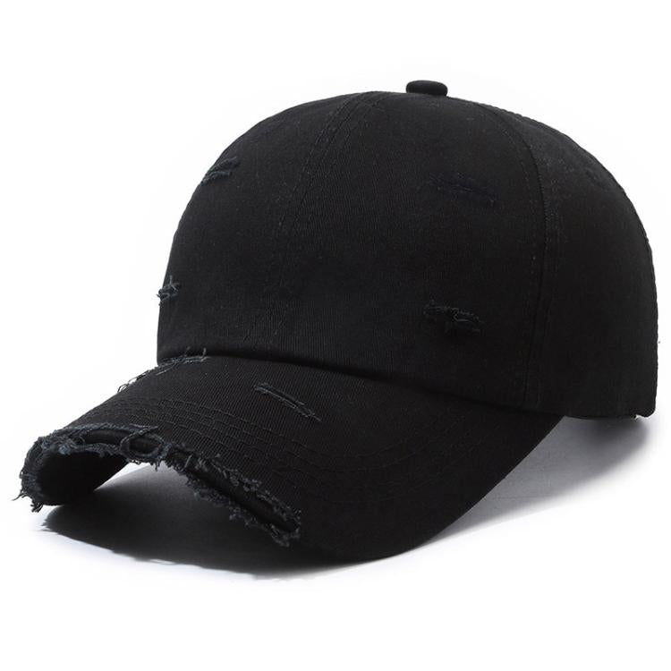 Cappellino da baseball strappato, tinta unita, effetto invecchiato, casual, cappello da sole, White, Black, Red, Royal Blue, Navy Blue, Coffee Brown, Light Beige, Gray