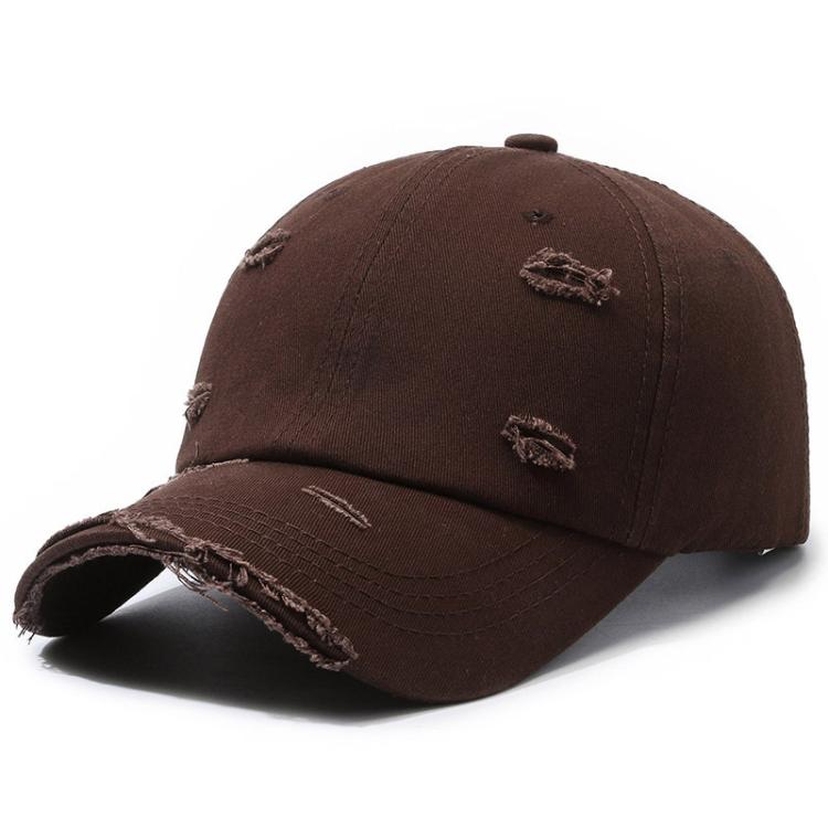 Cappellino da baseball strappato, tinta unita, effetto invecchiato, casual, cappello da sole, White, Black, Red, Royal Blue, Navy Blue, Coffee Brown, Light Beige, Gray