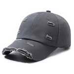 Cappellino da baseball strappato, tinta unita, effetto invecchiato, casual, cappello da sole, White, Black, Red, Royal Blue, Navy Blue, Coffee Brown, Light Beige, Gray