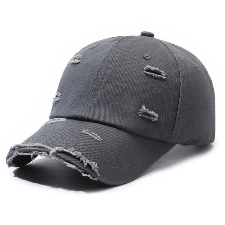 Cappellino da baseball strappato, tinta unita, effetto invecchiato, casual, cappello da sole, White, Black, Red, Royal Blue, Navy Blue, Coffee Brown, Light Beige, Gray