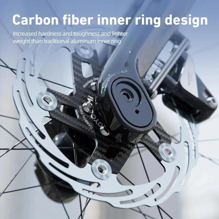 Rotore freno per bicicletta CYCLAMI ultraleggero in fibra di carbonio, attacco Center-lock a 6 bulloni., 160mm, 180mm