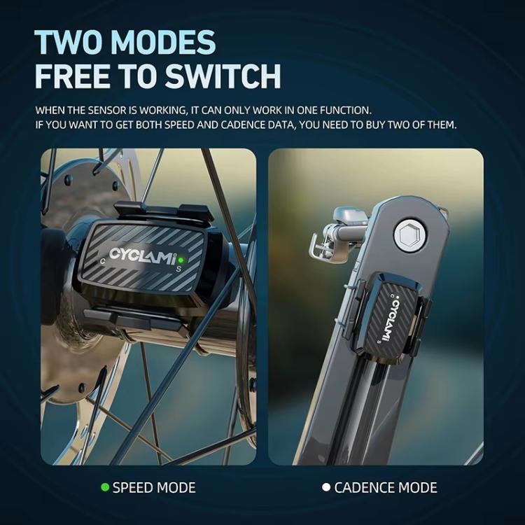 Sensore di cadenza 2 in 1, sensore intelligente di velocità di precisione, supporta le doppie modalità Bluetooth e ANT+., CYCLAMI C1