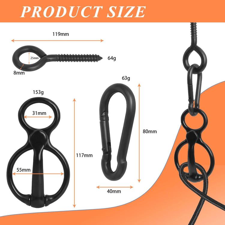 Set di 3 fibbie di sicurezza per funi, in acciaio inossidabile, per scuderie equestri, per legare i cavalli.