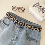 Cintura in pelle mohair con stampa leopardata e fibbia in metallo