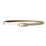 Cintura sottile in PU con dettagli in denim da donna, Leopard Print, White, Black, Light Tan