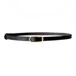 Cintura sottile in PU con dettagli in denim da donna, Leopard Print, White, Black, Light Tan
