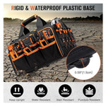Borsa portautensili robusta da 17 pollici, portatile, con 46 tasche, base in gomma antiscivolo e tracolla.