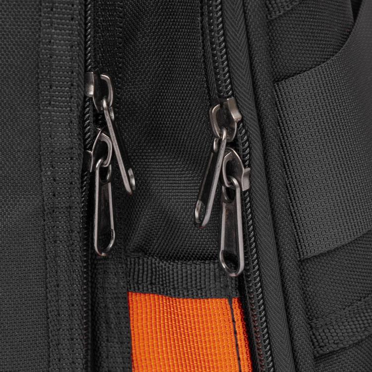 Borsa portautensili resistente in tessuto Oxford con fondo rigido, ideale per riporre utensili manuali, tester e strumenti di misurazione.