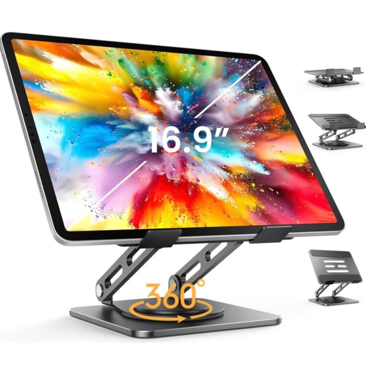 Rotatable Height-Adjustable 16 inch Tablet Metal Stand Desktop Gaming Cooling Holder, P2038L