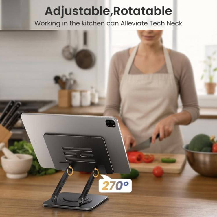 Rotatable Height-Adjustable 16 inch Tablet Metal Stand Desktop Gaming Cooling Holder, P2038L