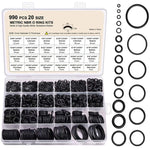 Kit di O-ring in NBR da 990 pezzi/set, 20 misure metriche, anelli di tenuta in gomma nitrilica per idropulitrici ad alta pressione, settore automobilistico, idraulico e industriale.