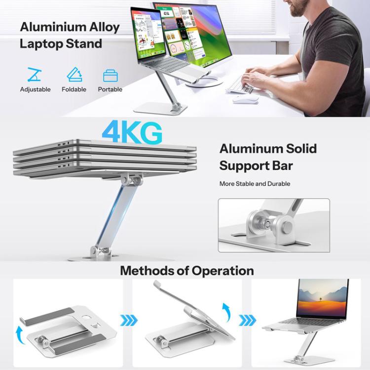 Aluminum Alloy Laptop Riser Vertical Cooling Foldable Adjustable Height Elevated Stand