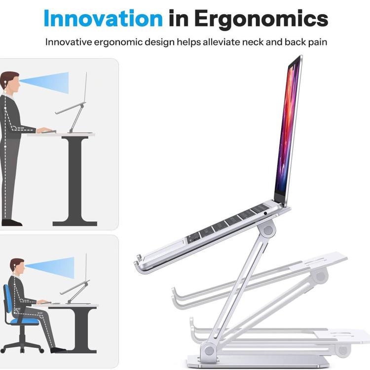 Aluminum Alloy Laptop Riser Vertical Cooling Foldable Adjustable Height Elevated Stand