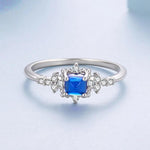 Anello scintillante in argento sterling S925 con spinello blu., 6 US Size, 7 US Size, 8 US Size