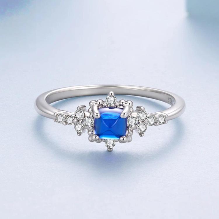 Anello scintillante in argento sterling S925 con spinello blu., 6 US Size, 7 US Size, 8 US Size