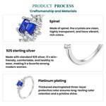 Anello scintillante in argento sterling S925 con spinello blu., 6 US Size, 7 US Size, 8 US Size