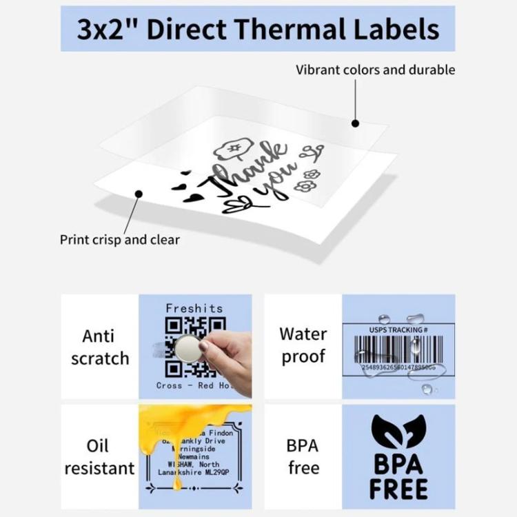 Etichette adesive per spedizioni Phomemo, 3 x 2 pollici, per stampanti PM241-BT/PM246S/D520-BT, White-1240Sheets, Y1-Yellow-500Sheets, Y2-Yellow-500Sheets, Z2-Brown-500Sheets (, PY1-Pink-500Sheets, PY2-Pink-500Sheets