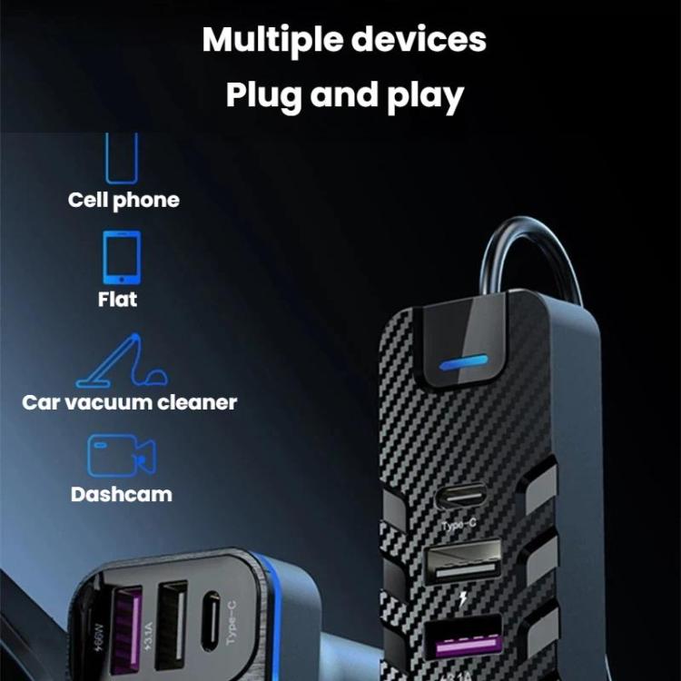 Caricabatterie da auto 6 porte 66W con cavo incluso