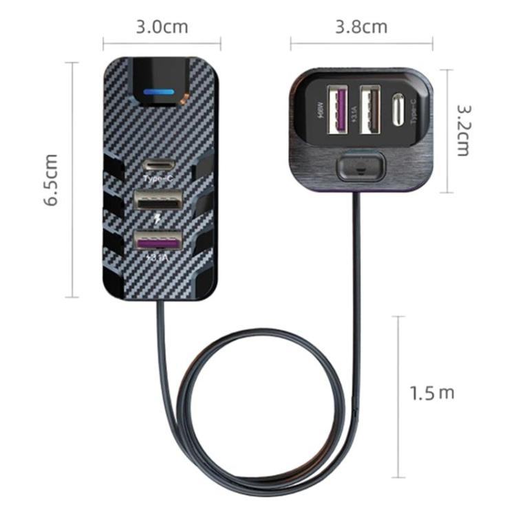 Caricabatterie da auto 6 porte 66W con cavo incluso