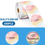 Etichette termiche Phomemo da 3 pollici, confezione da 500 pezzi, per stampanti PM241-BT/PM246S/D520-BT., White Bottom Blue Text, Pink Bottom Black Text, Mixed Dyes