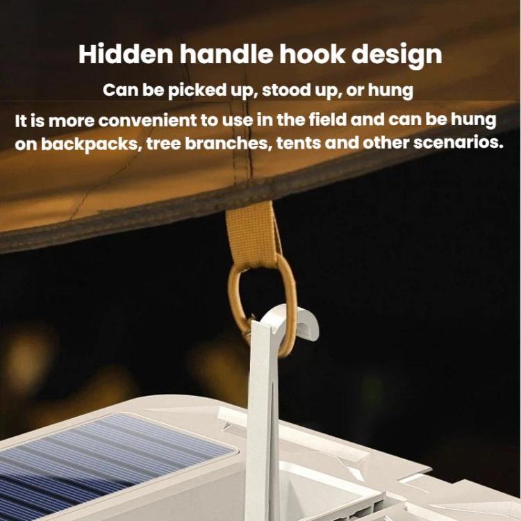 WHASHANG WS-HD52 Luce solare portatile pieghevole con indicatore di batteria, dimmerabile a più livelli, lanterna da campeggio