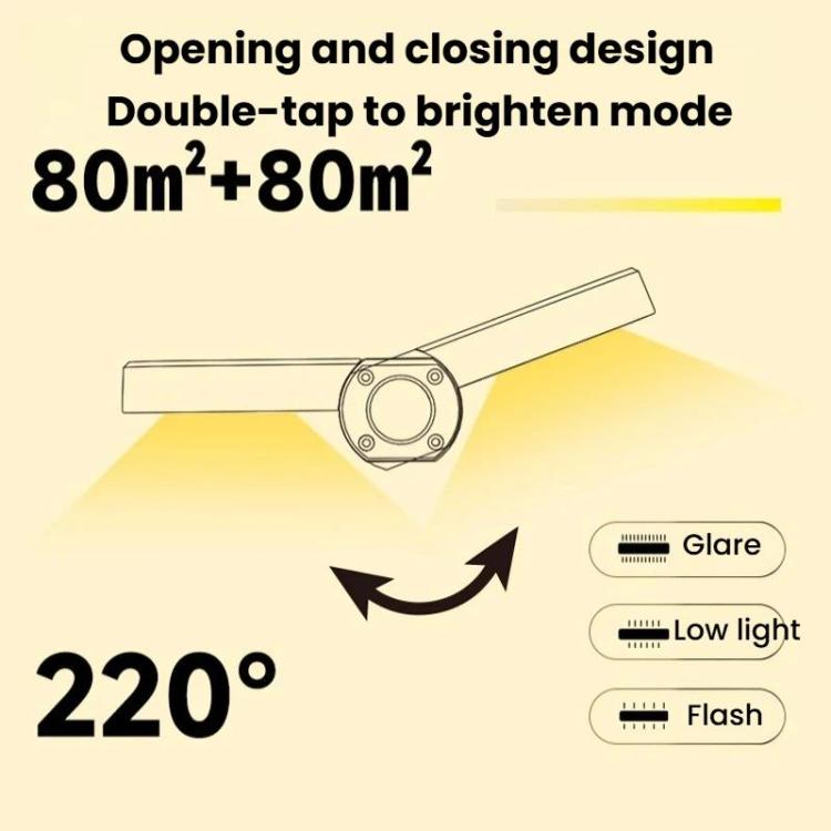 WHASHANG WS-HD52 Luce solare portatile pieghevole con indicatore di batteria, dimmerabile a più livelli, lanterna da campeggio