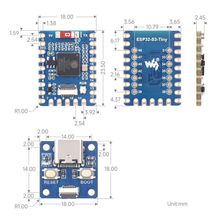 Scheda sviluppo ESP32-S3-Tiny dual-core 240 MHz