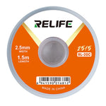 RELIFE RL-20C Nastro adesivo per la rimozione della saldatura da circuiti stampati, resistente alla corrosione., 1.5mm x 1.5m, 2mm x 1.5m, 2.5mm x 1.5m, 3mm x 1.5m, 3.5mm x 1.5m