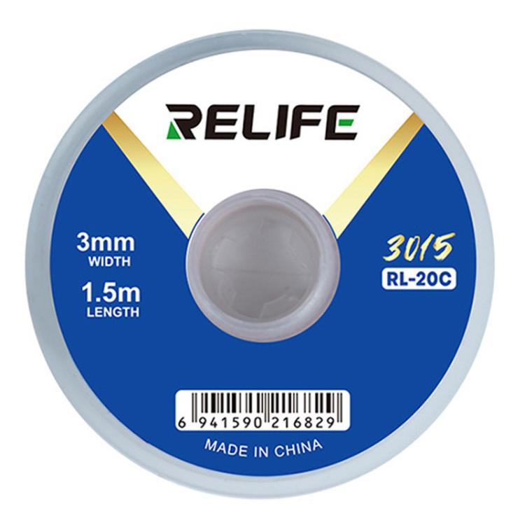 RELIFE RL-20C Nastro adesivo per la rimozione della saldatura da circuiti stampati, resistente alla corrosione., 1.5mm x 1.5m, 2mm x 1.5m, 2.5mm x 1.5m, 3mm x 1.5m, 3.5mm x 1.5m