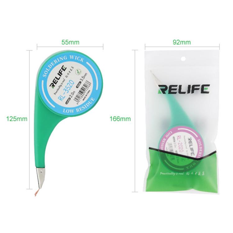 Nastro per la rimozione di saldature potente, a basso residuo e senza necessità di pulizia, ideale per riparazioni e saldature., RELIFE 1.5mm x 2m, RELIFE 2mm x 2m, RELIFE 2.5mm x 2m, RELIFE 3mm x 2m, RELIFE 3.5mm x 2m