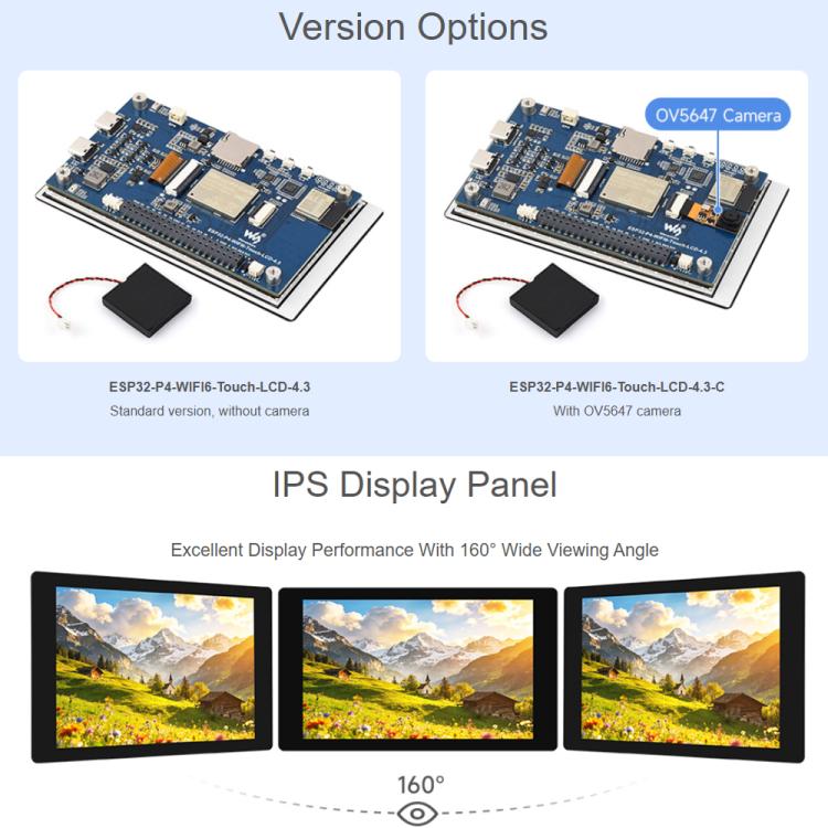Scheda sviluppo Waveshare ESP32-P4 WiFi6 4,3" touch