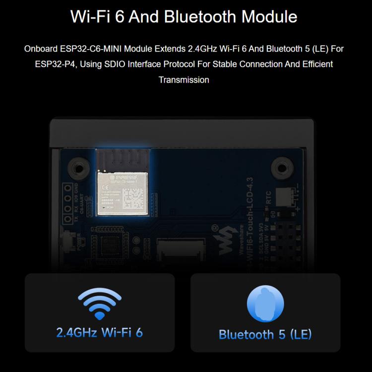 Scheda sviluppo Waveshare ESP32-P4 WiFi6 4,3" touch