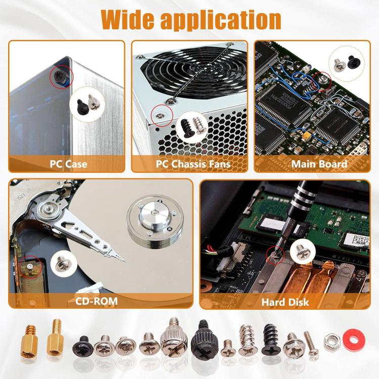 Set di 228 viti per case di computer, kit di viti di montaggio per PC per hard disk e scheda madre., 228pcs /Set