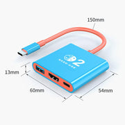 Docking station 3 in 1 da Type-C a USB 3.0 + HDMI + Type-C, HDR, portatile, multifunzione, per schermi di grandi dimensioni., For Nintendo Switch 2