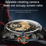 Smartwatch 5G con slot per SIM globale e fotocamera rotante per chiamate e foto.
