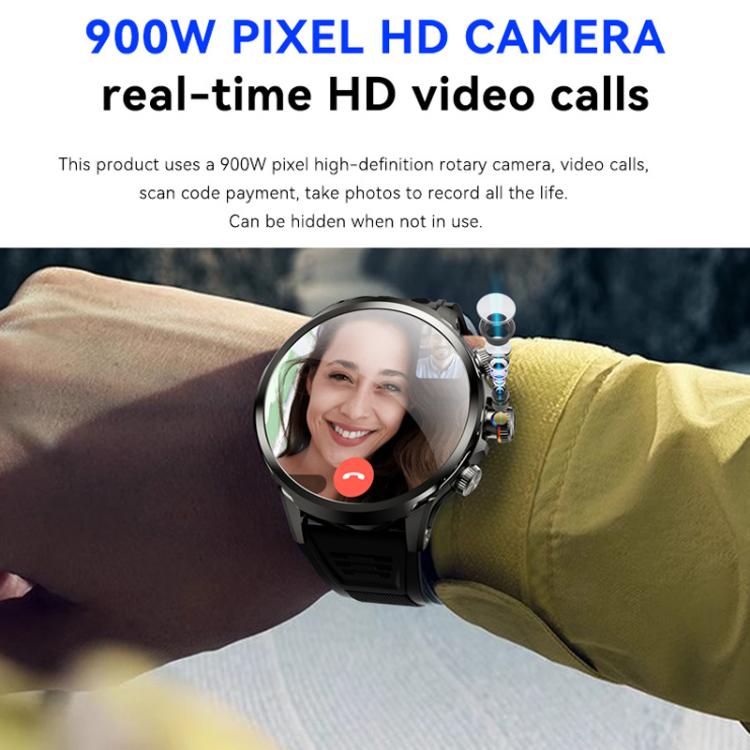 Smartwatch 5G con slot per SIM globale e fotocamera rotante per chiamate e foto.