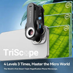 Microscopio per smartphone APEXEL TriScope 40X-80X-120X con illuminazione LED e UV a doppia temperatura., APL-MS3L