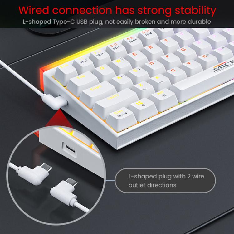 Tastiera meccanica iMICE GK-170 con cavo Type-C da 1,5 m, switch sostituibili a caldo e 68 tasti RGB., GK-170
