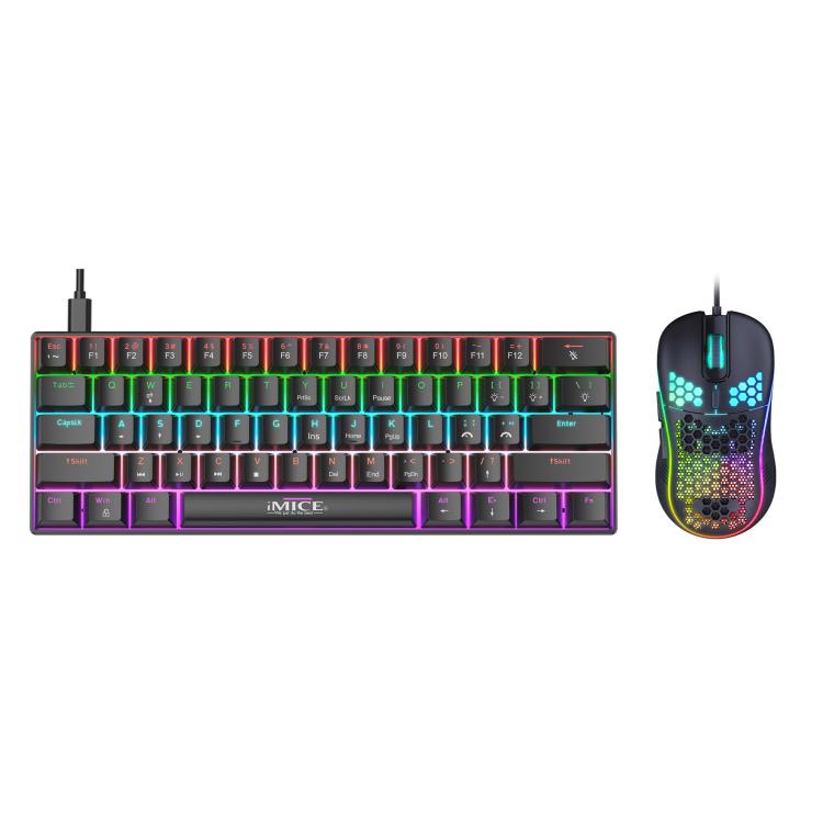 Set tastiera e mouse da gioco meccanico cablato iMICE MK-X30 con illuminazione RGB personalizzabile e cavo da 1,5 m.