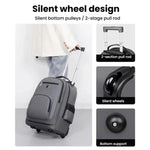 Zaino con ruote di grande capacità per uomo, trolley da cabina, zaino per laptop con spallacci a scomparsa
